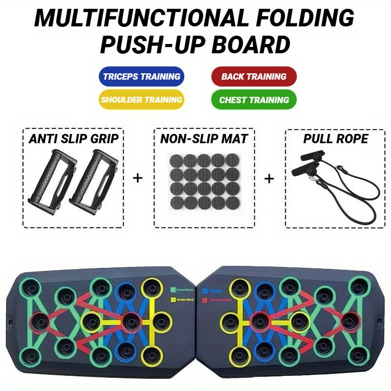 Foldable push-up board for a compact home workout